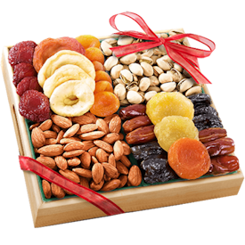 A box of dried fruits and nuts