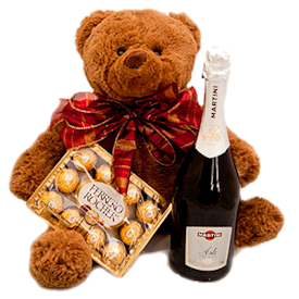 Teddy Bear, Champagne and Sweets